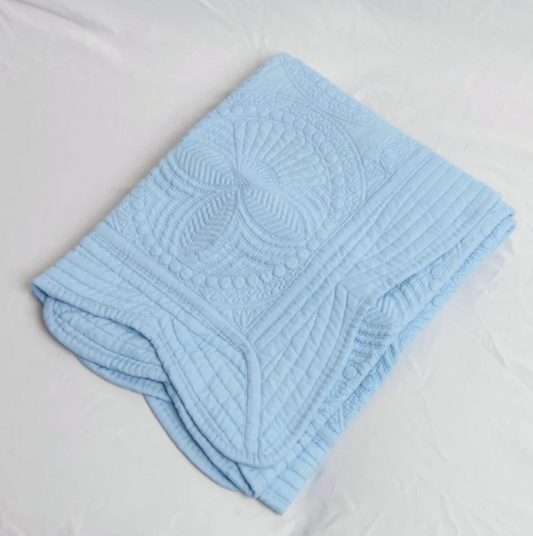 Heirloom Quilted Baby Blanket - Pale Blue