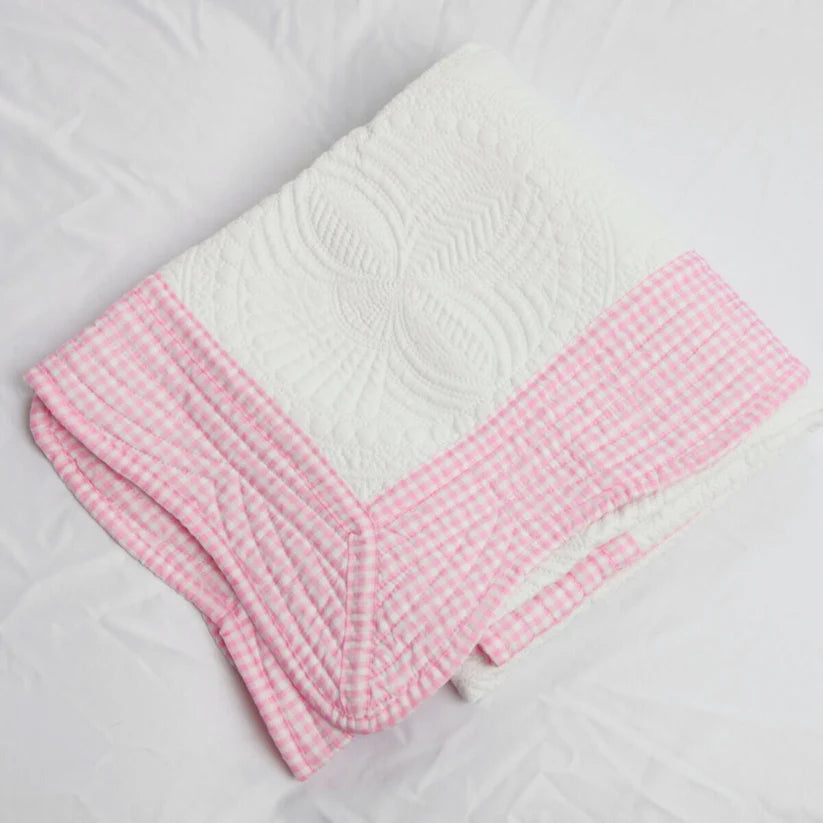Heirloom Quilted Baby Blanket - Pink Gingham