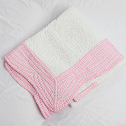 Heirloom Quilted Baby Blanket - Pink Gingham