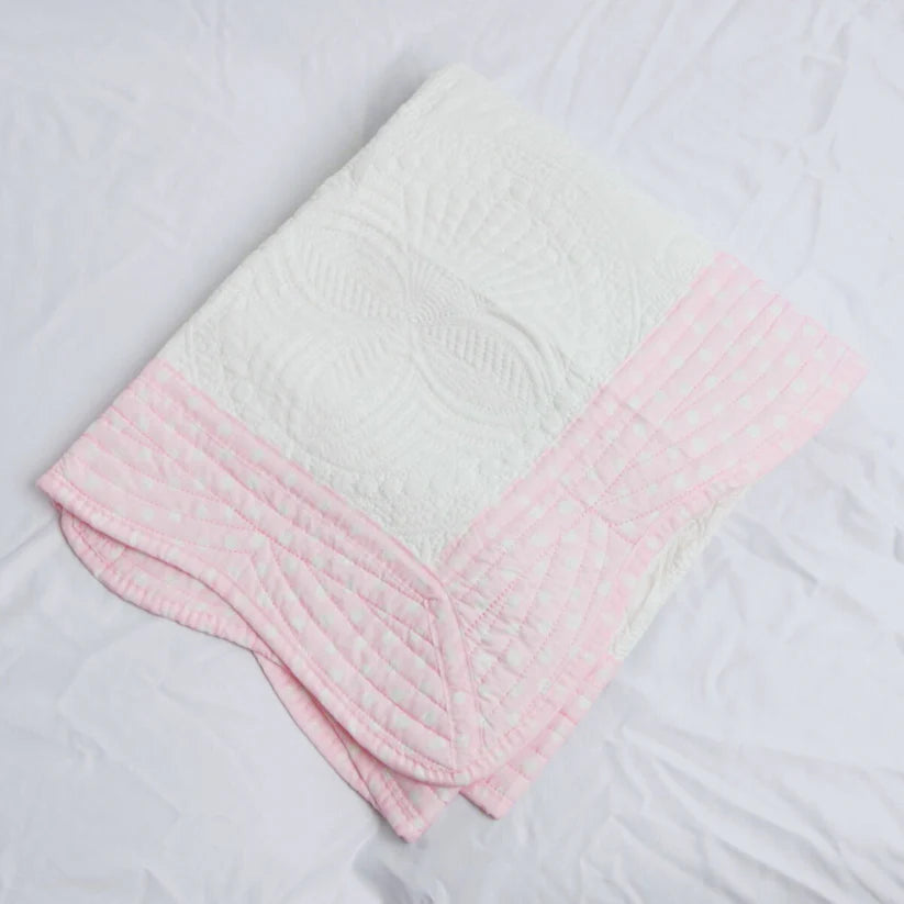 Heirloom Quilted Baby Blanket - Pink Polka Dot