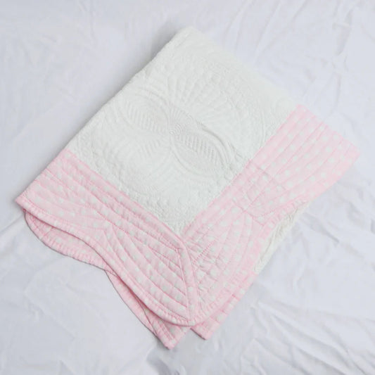 Heirloom Quilted Baby Blanket - Pink Polka Dot