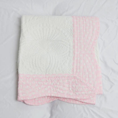 Heirloom Quilted Baby Blanket - Pink Polka Dot