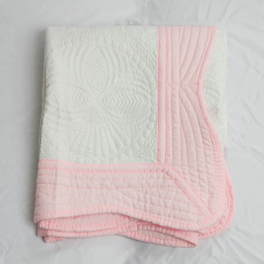 Heirloom Quilted Baby Blanket - Pink Trim