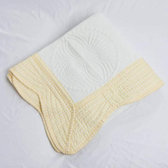 Heirloom Quilted Baby Blanket - Yellow Gingham